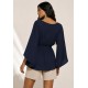 Blusa Viscose Poranga Asa da Noite Azul Marinho