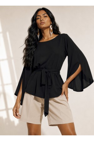 Blusa Viscose Poranga Asa da Noite Preta