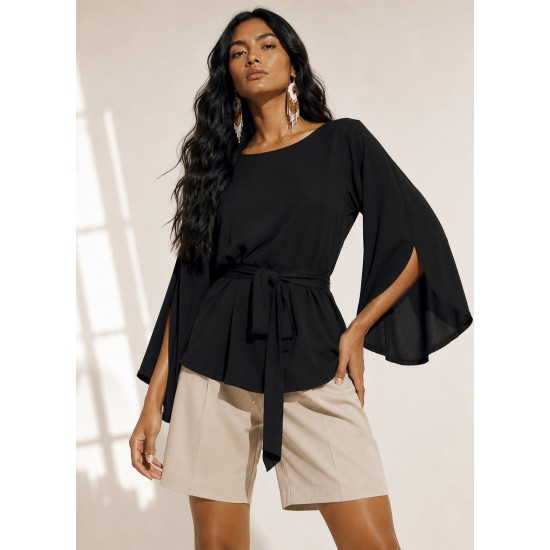 Blusa Viscose Poranga Asa da Noite Preta