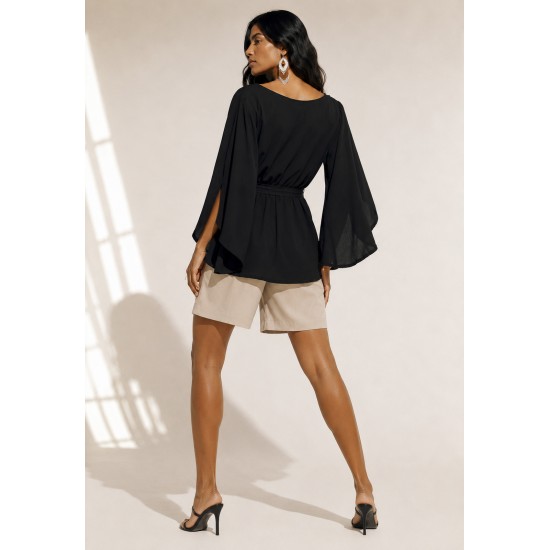 Blusa Viscose Poranga Asa da Noite Preta