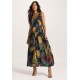 Vestido Regata Longo Peri Viscose Camadas Estampa Caju da Mata
