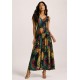 Vestido Regata Longo Peri Viscose Camadas Estampa Caju da Mata