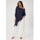 Blusa Ererê Malha Assimétrica Manga Longa Azul Marinho