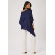 Blusa Ererê Malha Assimétrica Manga Longa Azul Marinho