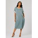 Vestido Midi Tribalê Malha Plus Bicolor Verde Sálvia