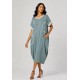 Vestido Midi Tribalê Malha Plus Bicolor Verde Sálvia