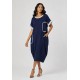 Vestido Midi Tribalê Malha Plus Bicolor Azul Marinho Noturno