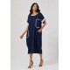Vestido Midi Tribalê Malha Plus Bicolor Azul Marinho Noturno