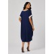 Vestido Midi Tribalê Malha Plus Bicolor Azul Marinho Noturno