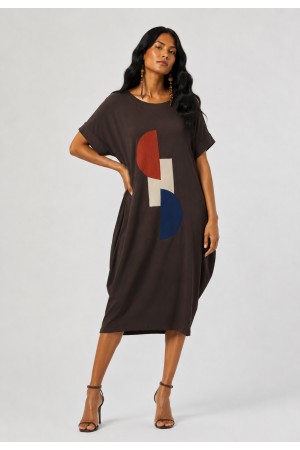 Vestido Amora Malha Midi Plus Marrom Cacau