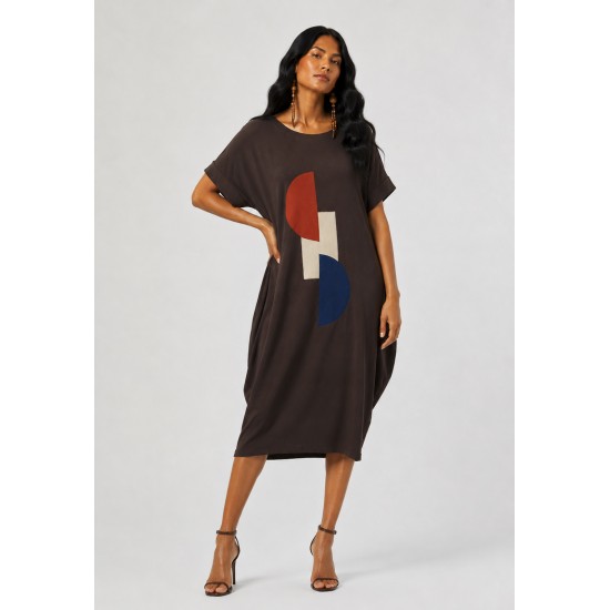 Vestido Amora Malha Midi Plus Marrom Cacau