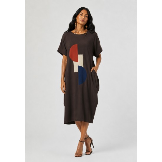 Vestido Amora Malha Midi Plus Marrom Cacau