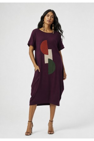 Vestido Amora Malha Midi Plus Açaí Profundo