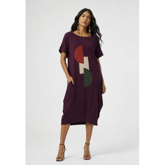 Vestido Amora Malha Midi Plus Açaí Profundo