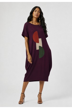 Vestido Amora Malha Midi Plus Açaí Profundo