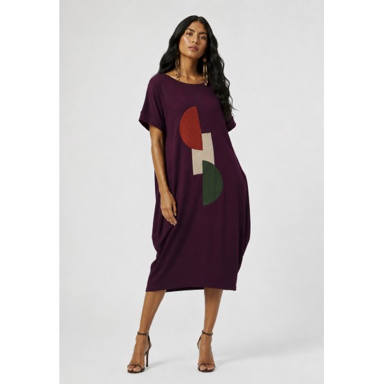 Vestido Amora Malha Midi Plus Açaí Profundo