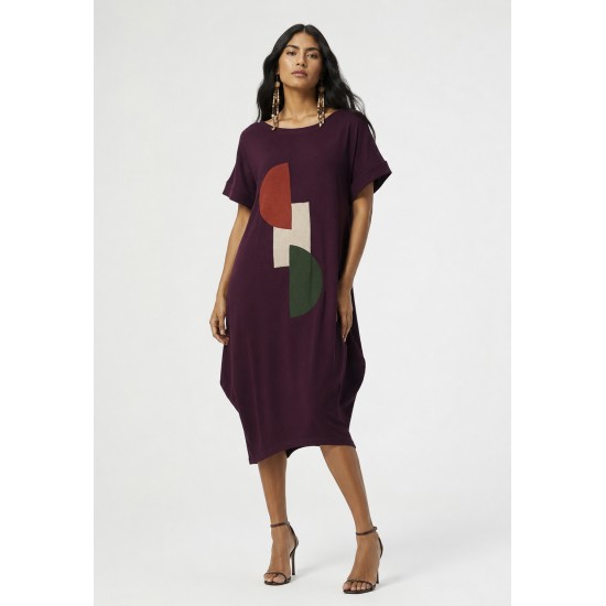 Vestido Amora Malha Midi Plus Açaí Profundo
