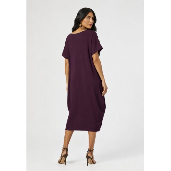 Vestido Amora Malha Midi Plus Açaí Profundo