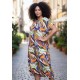 Vestido Midi Plano Estampa Cores Vibrantes