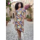 Vestido Midi Plano Estampa Cores Vibrantes