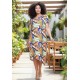 Vestido Midi Plano Estampa Cores Vibrantes