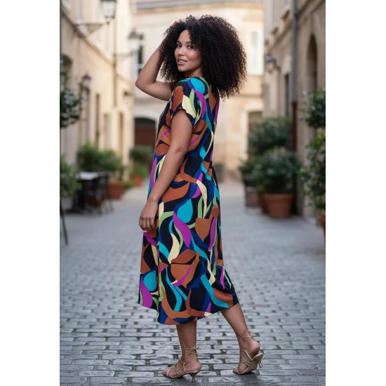 Vestido Midi Plano Estampa Aurora Urbana