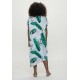 Vestido Midi Plano Estampa Folhagem Poética