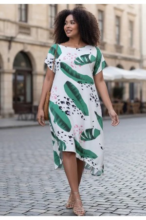 Vestido Midi Plano Estampa Folhagem Poética