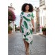 Vestido Midi Plano Estampa Folhagem Poética