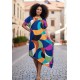 Vestido Midi Plano Estampa Jardim Azul
