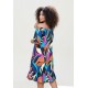 Vestido Curto Mullet Ombro a Ombro Estampa Aurora Urbana