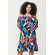 Vestido Curto Mullet Ombro a Ombro Estampa Aurora Urbana