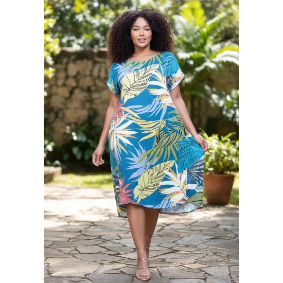 Vestido Midi Plano Estampa Brisa Botânica