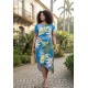 Vestido Midi Plano Estampa Brisa Botânica