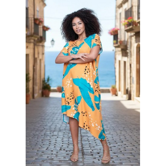 Vestido Midi Plano Estampa Aurora Botânica