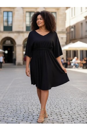 Vestido Curto Caaxixá Viscose com Cordão na Cintura Preto