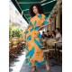 Vestido Kaftan Viscose Longo Estampa Aurora Botânica
