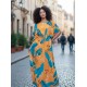 Vestido Kaftan Viscose Longo Estampa Aurora Botânica