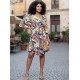 Vestido Curto Caaxixá Viscose com Cordão na Cintura Estampa Cores Vibrantes