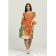 Vestido Curto Plano com Manga e Camadas Estampa Jardim do Sol