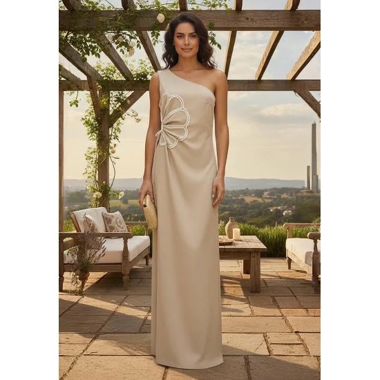 Vestido Flor do Tempo Linho com Viscose Bege