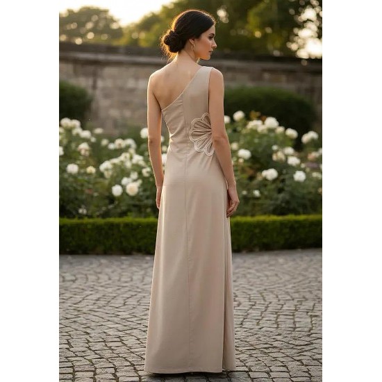 Vestido Flor do Tempo Linho com Viscose Bege