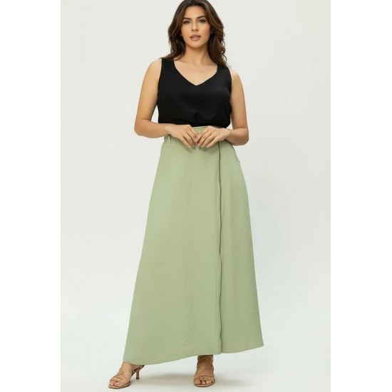 Saia Midi com Zíper Verde Menta