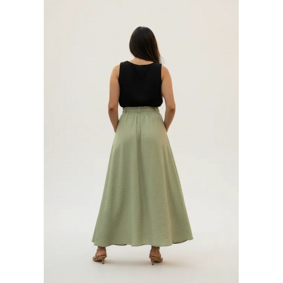 Saia Midi com Zíper Verde Menta