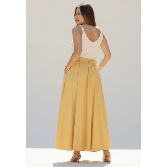 Saia Midi com Zíper Amarelo Dijon