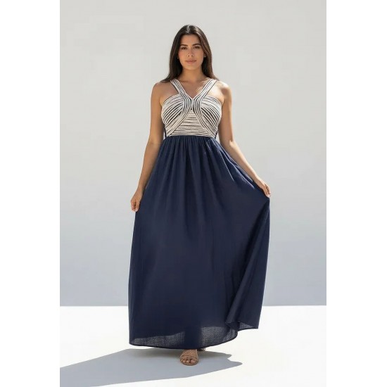 Vestido Alvorada Longo Azul Profundo