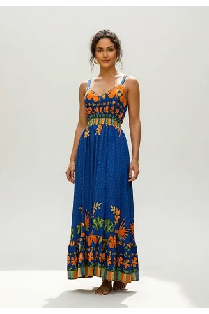 Vestido Midi Plus Viscose Alça Média Asas do Brasil