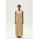 Vestido Longo Linho com Viscose com Bolso Amarelo Manteiga