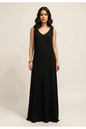 Vestido Acaé Longo Regatão Viscose Preto
