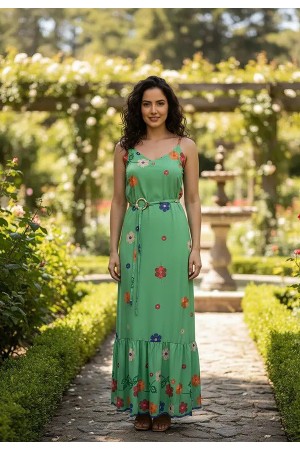 Vestido Longo Reto Regata Brisa Verde